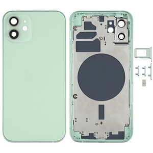 iPhone 12 Komplett Baksida i Glas med Ram - Grön