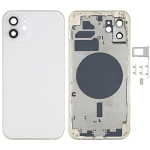 iPhone 12 Komplett Baksida i Glas med Ram - Vit