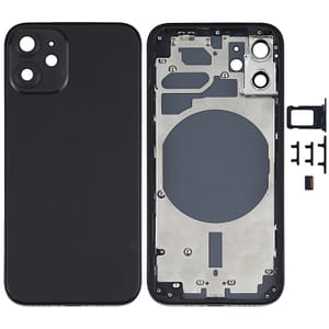 iPhone 12 Mini Komplett Baksida i Glas med Ram - Svart