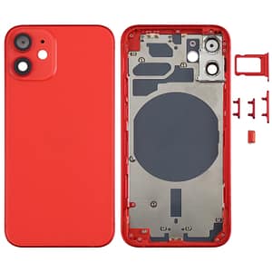 iPhone 12 Mini Komplett Baksida i Glas med Ram - Röd