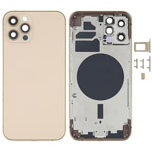 iPhone 12 Pro Komplett Baksida i Glas med Ram - Guld