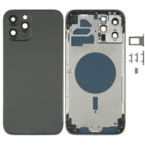 iPhone 12 Pro Max Komplett Baksida i Glas med Ram - Svart
