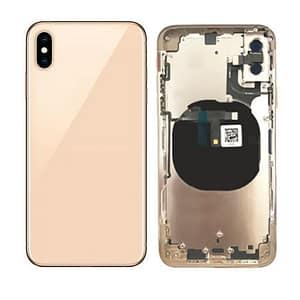 iPhone XS Komplett Baksida i Glas med Ram - Guld