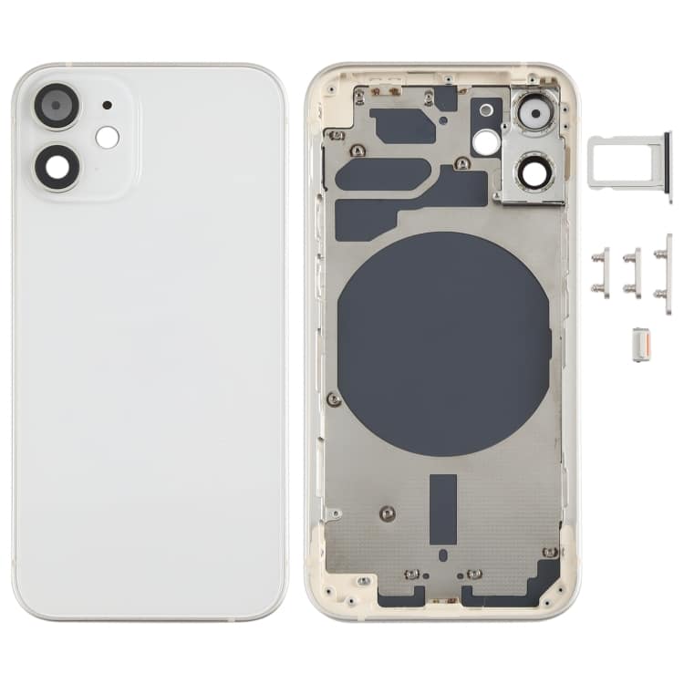 iPhone 12 Mini Komplett Baksida i Glas med Ram - Vit
