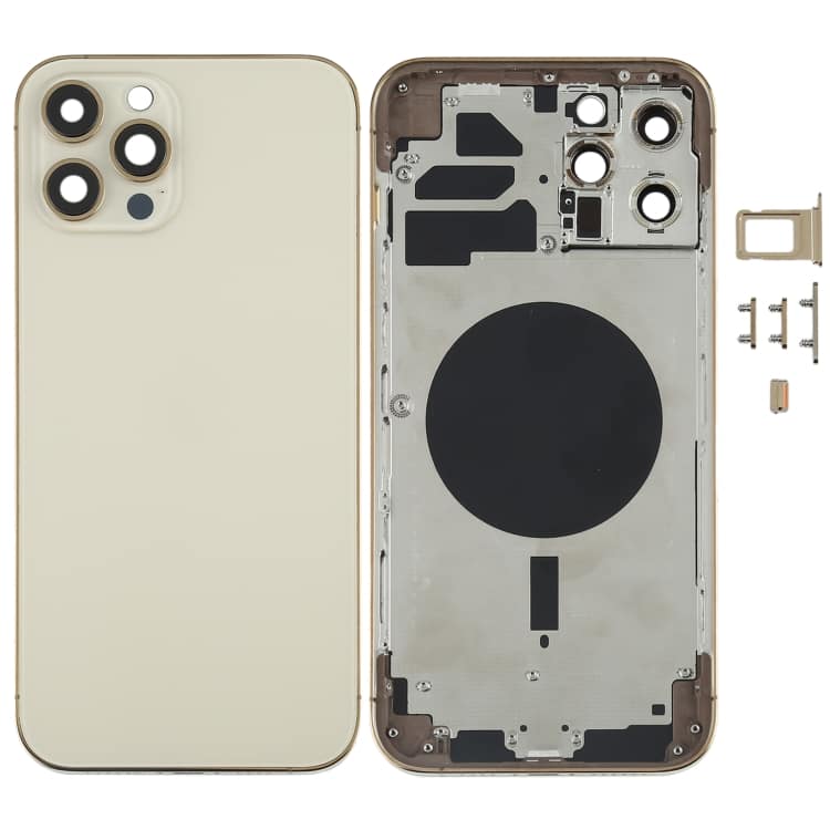 iPhone 12 Pro Max Komplett Baksida i Glas med Ram - Guld
